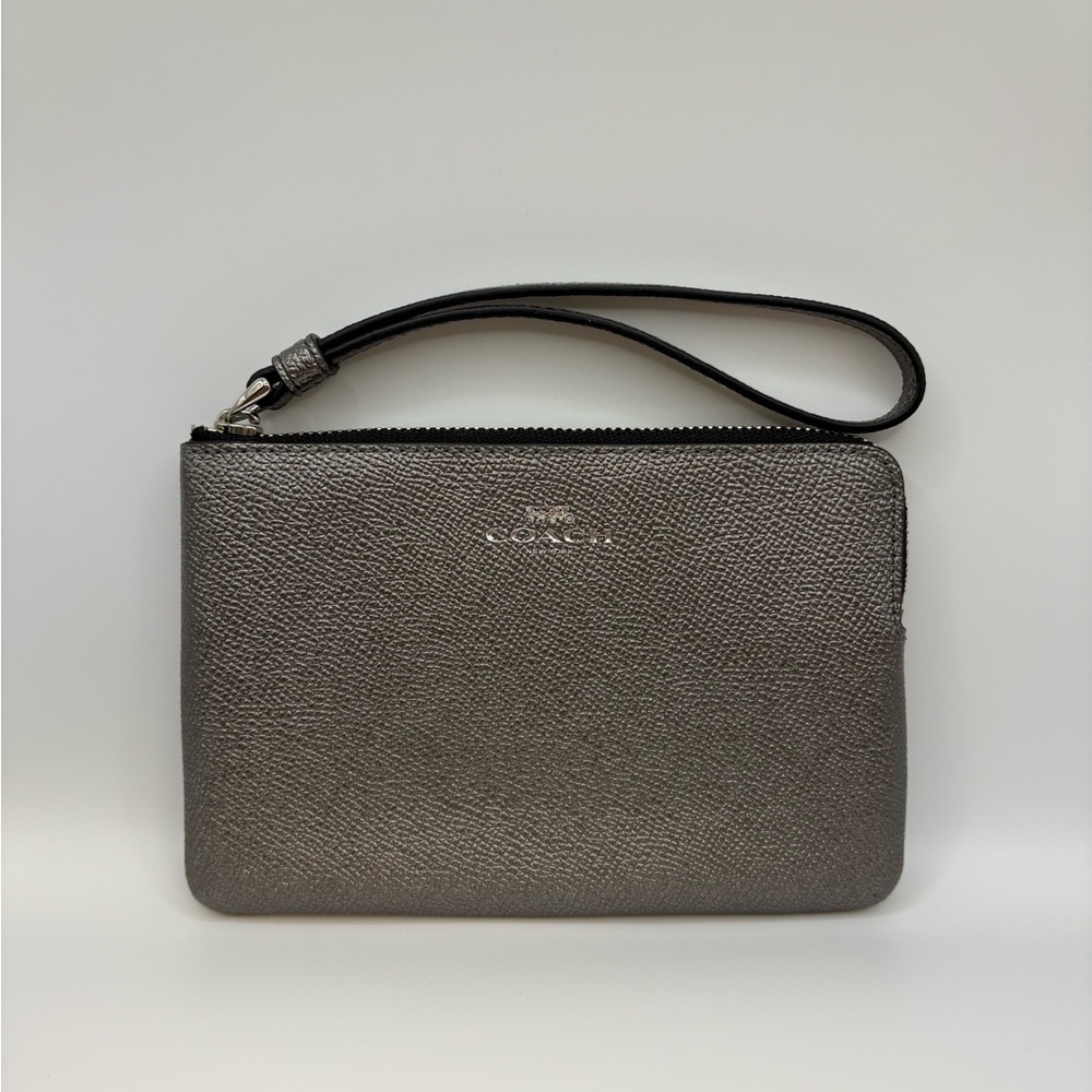 Coach Metallic Gray Wristlet NWOT